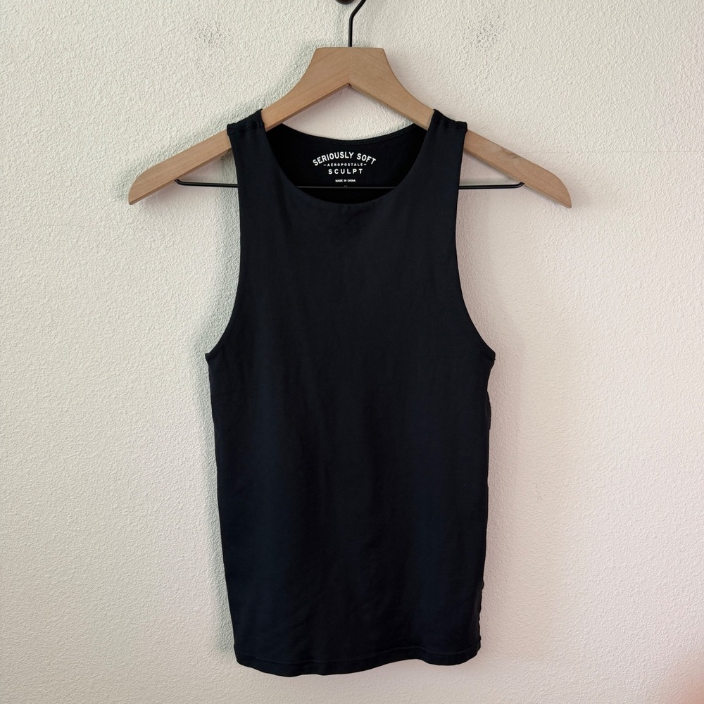 AEROPOSTALE Womens Sculpt High Neck Tank Top Size Medium Minimalist Sleek Sporty